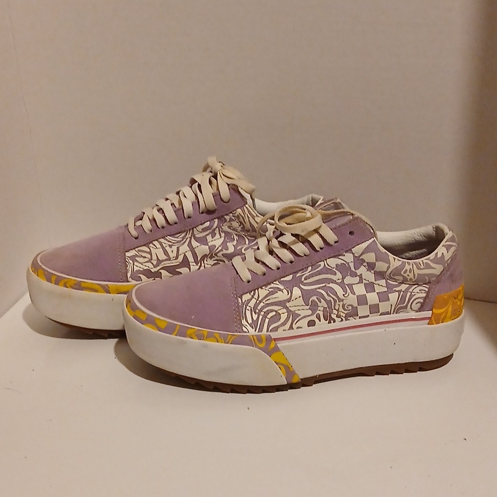 Vans Old Skool Stacked Platform Wavy Daze Purple and Yellow Women's Sneakers